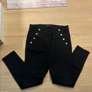 Ann Taylor Black Skinny Jeans with Silver Button Details